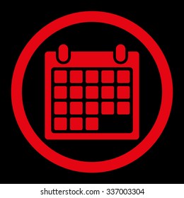 Calendar Appointment vector icon. Style is flat rounded symbol, red color, rounded angles, black background.