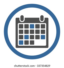 Calendar Appointment vector icon. Style is bicolor flat rounded symbol, cobalt and gray colors, rounded angles, white background.