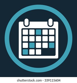 Calendar Appointment vector icon. Style is bicolor flat rounded symbol, blue and white colors, rounded angles, dark blue background.