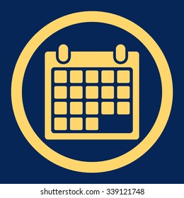 Calendar Appointment vector icon. Style is flat rounded symbol, yellow color, rounded angles, blue background.