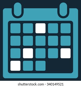 Calendar Appointment vector icon. Style is bicolor flat symbol, blue and white colors, rounded angles, dark blue background.