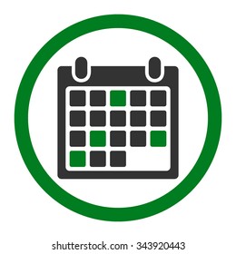 Calendar Appointment vector icon. Style is bicolor flat rounded symbol, green and gray colors, rounded angles, white background.
