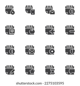 Calendar appointment vector icons set, modern solid symbol collection, filled style pictogram pack. Signs, logo illustration. Set includes icons as event reminder, agenda schedule, calendar notice