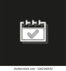 calendar approved icon - check mark symbol, business planner application - event plan sign