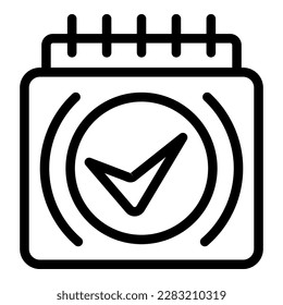 Vector de contorno de icono aprobado por el calendario. Crédito financiero. Dinero de préstamo