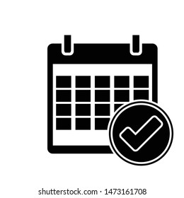 Calendar and Approved Icon Vector. Calendar and Check Mark Design Symbol Illustration