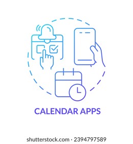 Calendar apps blue gradient concept icon. Time management. Team work. Content calendar. Increase productivity. Task manager abstract idea thin line illustration. Isolated outline drawing