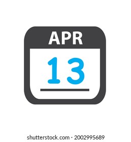 calendar - Apr 13 icon illustration, April flat vector design