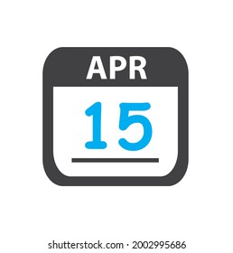 calendar - Apr 15 icon illustration, April flat vector design