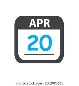 calendar - Apr 20 icon illustration, April flat vector design