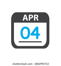 calendar - Apr 4 icon illustration, April flat vector design