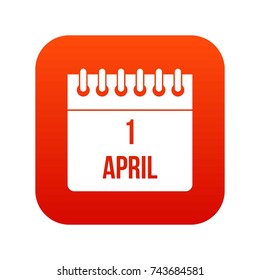Calendar April 1 icon digital red for any design isolated on white vector illustration