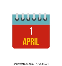 Calendar April 1 icon in flat style isolated on white background. Date symbol vector illustration