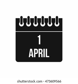 Calendar April 1 icon in simple style isolated on white background. Date symbol