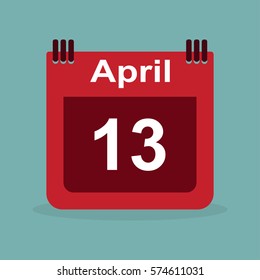 Calendar April 13, stylish vector illustration