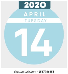 Calendar, April 14th, 2020. Blue color