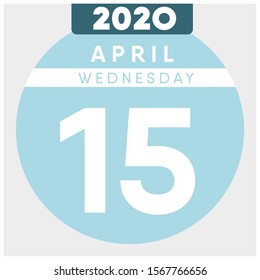 Calendar, April 15th, 2020. Blue color