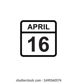 calendar - April 16 icon illustration isolated vector sign symbol