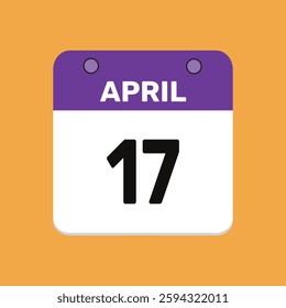 Calendar april 17 date calendar and year, vector icon illustration design