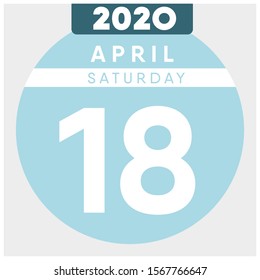 Calendar, April 18th, 2020. Blue color