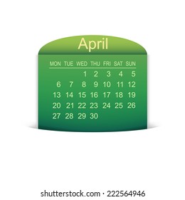 Calendar April 2015. Vector illustration 