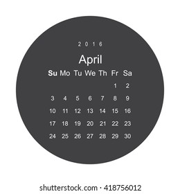 Calendar April 2016 vector design