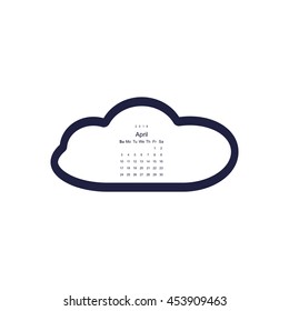 Calendar April 2016 vector design. Week starts from Sunday.