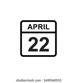 calendar - April 22 icon illustration isolated vector sign symbol