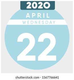Calendar, April 22nd, 2020. Blue color