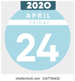 Calendar, April 24th, 2020. Blue color
