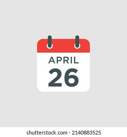 calendar - April 26 icon illustration isolated vector sign symbol