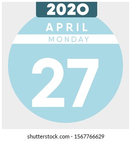 Calendar, April 27th, 2020. Blue color