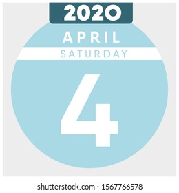Calendar, April 4th, 2020. Blue color