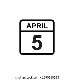 calendar - April 5 icon illustration isolated vector sign symbol
