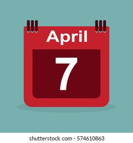 Calendar April 7, stylish vector illustration