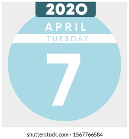 Calendar, April 7th, 2020. Blue color