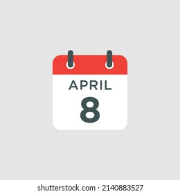 Calendar April 8 Icon Illustration Isolated Stock Vector (Royalty Free ...