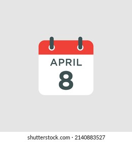 calendar - April 8 icon illustration isolated vector sign symbol