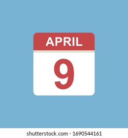 calendar - April 9 icon illustration isolated vector sign symbol