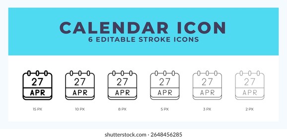 Calendar april icon symbol. Outline. Lineal icon with editable stroke.