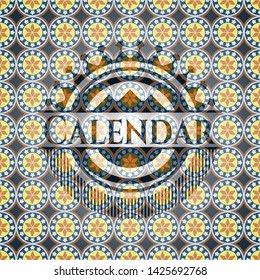 Calendar arabesque emblem background. arabic decoration.