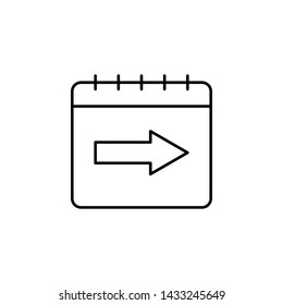 Calendar, arrow icon. Simple thin line, outline vector of calendar icons for ui and ux, website or mobile application