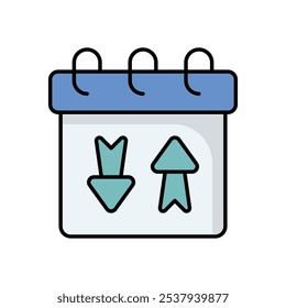 Calendar With Arrow Updown icon isolated on a white background. Vector illustration.