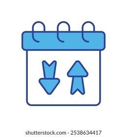 Calendar With Arrow Updown icon isolated on a white background. Vector illustration.