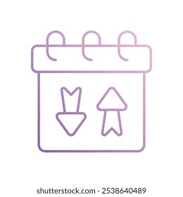 Calendar With Arrow Updown icon isolated on a white background. Vector illustration.