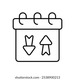 Calendar With Arrow Updown icon isolated on a white background. Vector illustration.