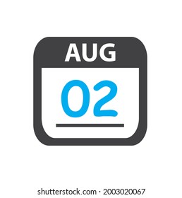 calendar - Aug 2icon illustration, August flat vector design
