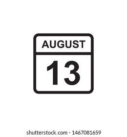 calendar - August 13 icon illustration isolated vector sign symbol