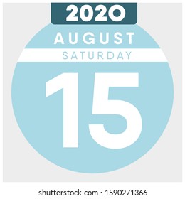 Calendar, August 15th, 2020. Blue color