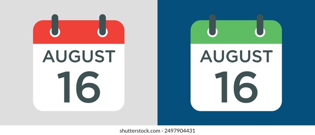 calendar - August 16 icon illustration isolated vector sign symbol